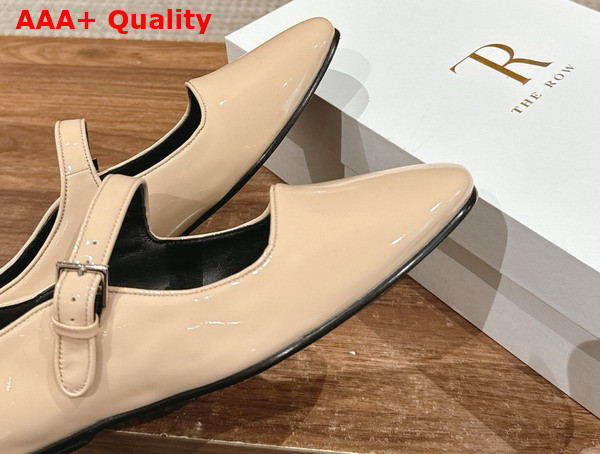 The Row Ava Shoe in Beige Patent Leather Replica