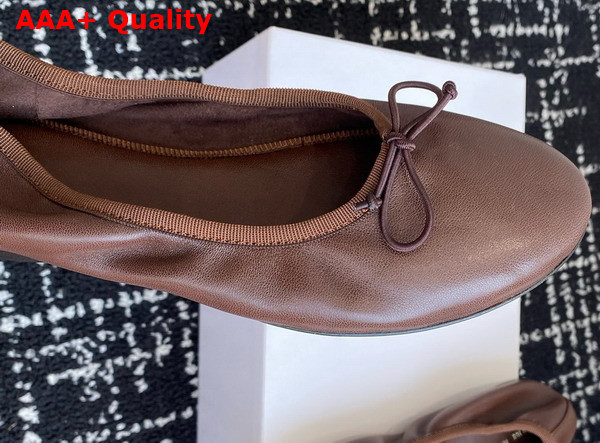 The Row Awar Ballerina Flat Dark Brown Smooth Nappa Leather Replica