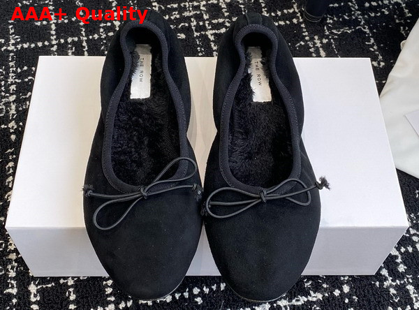 The Row Awar Heeled Ballerina in Suede Black Replica