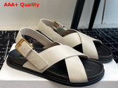 The Row Buckle Sandal in White Leather Replica