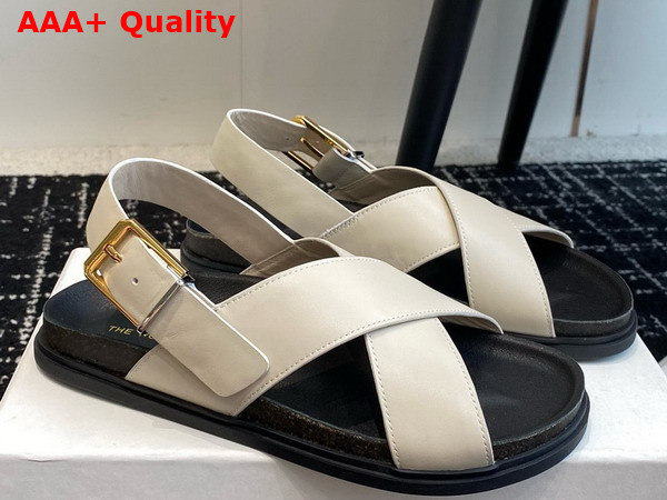 The Row Buckle Sandal in White Leather Replica