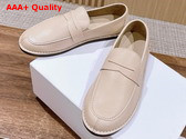 The Row Cary Loafer in Beige Leather Replica