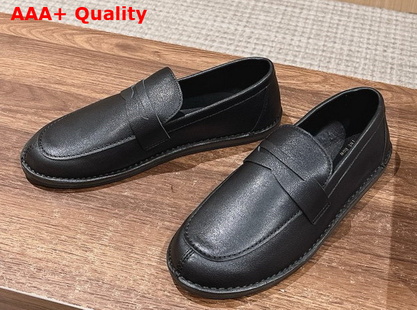 The Row Cary Loafer in Black Leather Replica