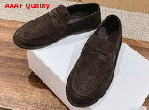 The Row Cary Loafer in Brown Suede Replica
