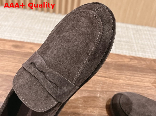 The Row Cary Loafer in Brown Suede Replica