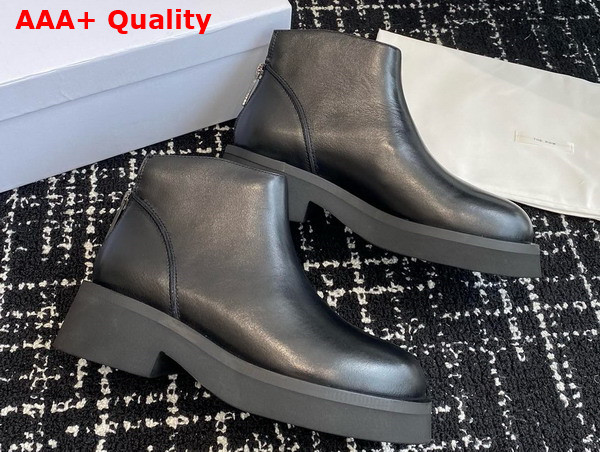 The Row Chelsea Ankle Boot in Black Leather Replica