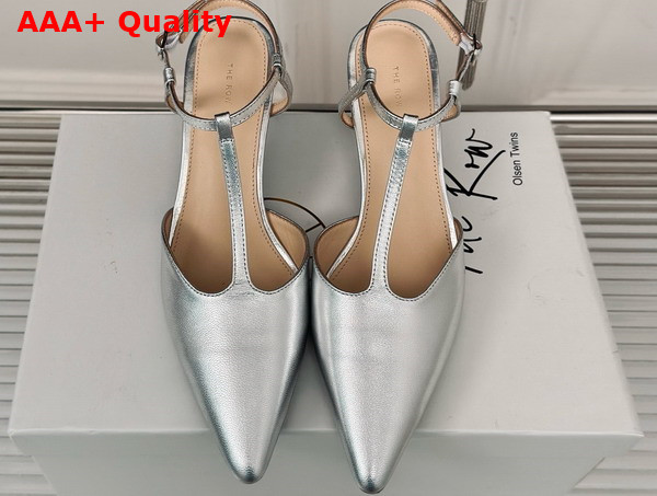 The Row Cyd Shoes in Silver Leather Replica