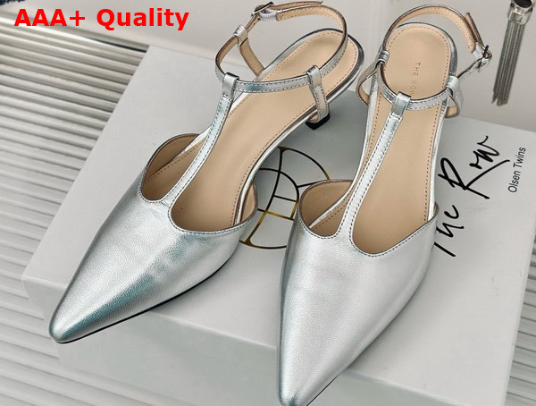 The Row Cyd Shoes in Silver Leather Replica