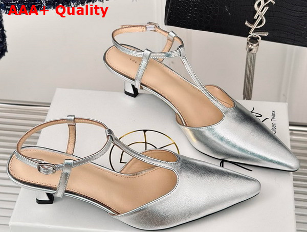 The Row Cyd Shoes in Silver Leather Replica