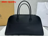 The Row EW Margaux Bag in Black Polished Saddle Leather Replica