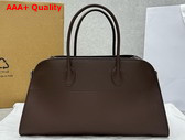 The Row EW Margaux Bag in Chocolate Polished Saddle Leather Replica