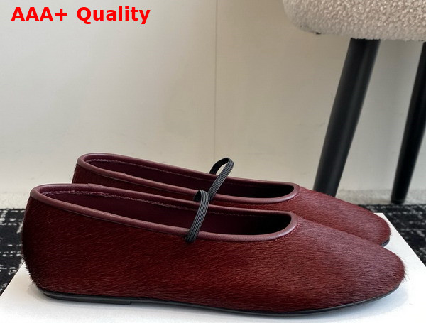 The Row Elastic Ballet Slipper in Wine Mink Fur Replica