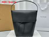 The Row Flap Bucket Bag in Black Leather Replica