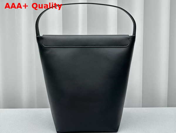 The Row Flap Bucket Bag in Black Leather Replica