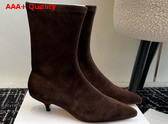 The Row Liisa Kitten Boot in Dark Brown Suede Replica