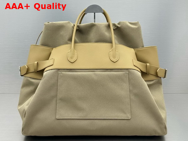 The Row Margaux 17 Inside Out Bag in Beige Canvas and Leather Replica