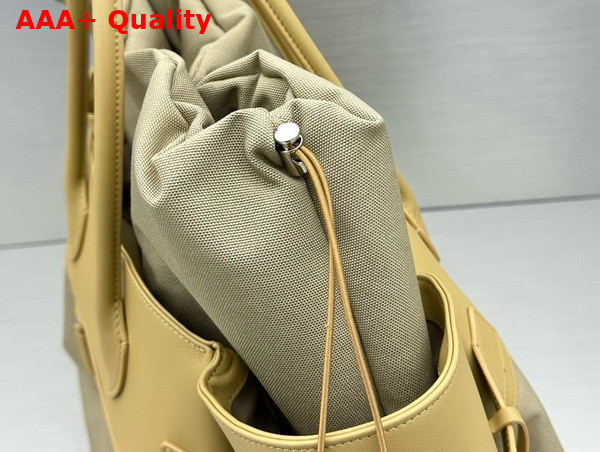 The Row Margaux 17 Inside Out Bag in Beige Canvas and Leather Replica