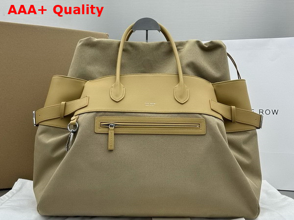 The Row Margaux 17 Inside Out Bag in Beige Canvas and Leather Replica