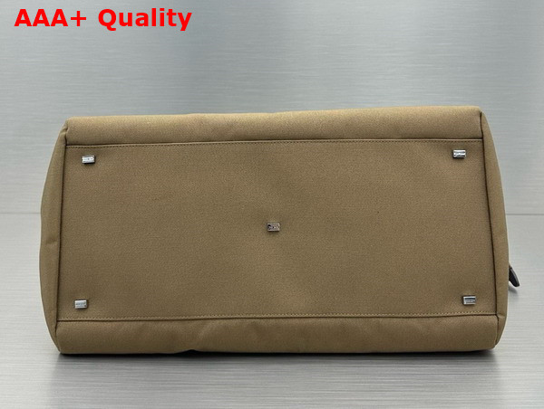 The Row Margaux 17 Inside Out Bag in Khaki Canvas and Black Leather Replica