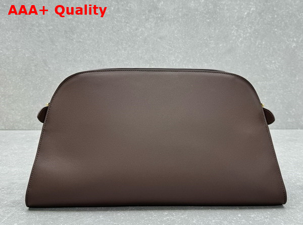 The Row Margaux EW Clutch in Chocolate Leather Replica