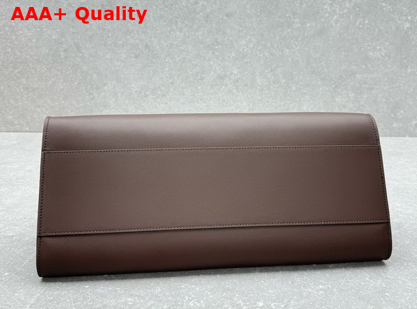 The Row Margaux EW Clutch in Chocolate Leather Replica