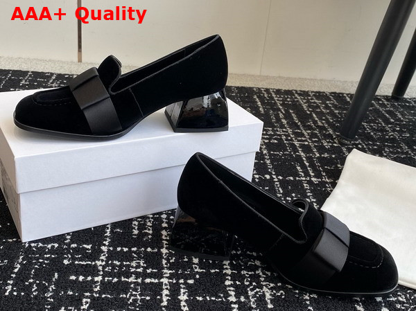 The Row Medium Heel Pump in Black Velvet Replica