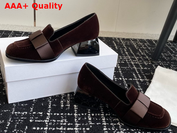 The Row Medium Heel Pump in Dark Brown Velvet Replica