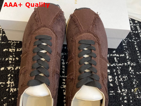 The Row Mica Sneaker in Wool Linen and Nylon Brown and Cream Replica