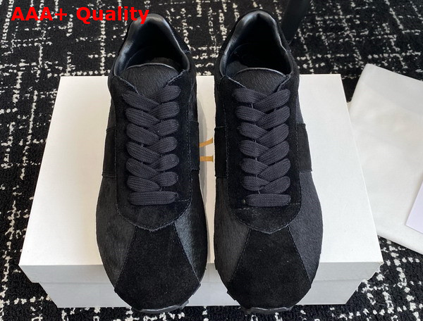 The Row Mica Sneakers in Black Mink Fur and Suede Replica