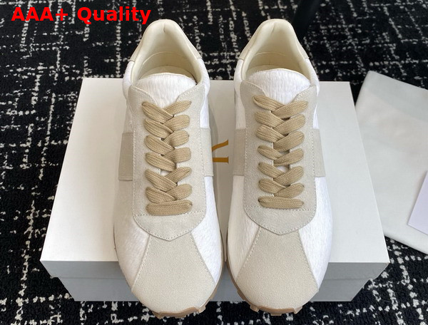 The Row Mica Sneakers in White Mink Fur and Suede Replica