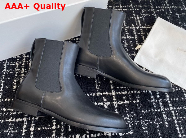 The Row Novus Chelsea Boot in Black Leather Replica