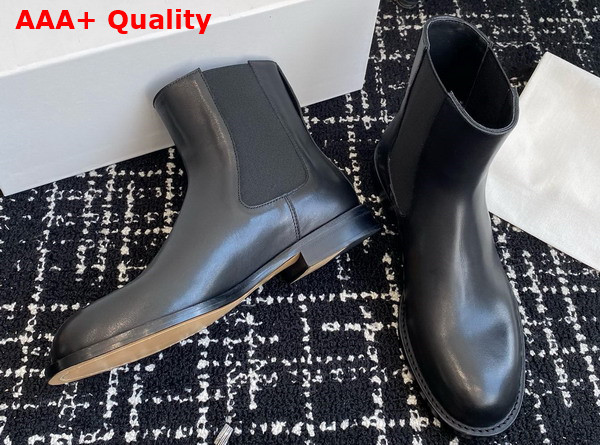 The Row Novus Chelsea Boot in Black Leather Replica