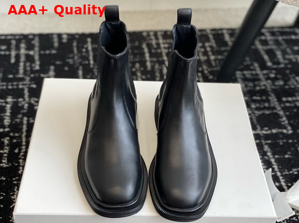 The Row Novus Chelsea Boot in Black Polished Calfskin Leather Replica