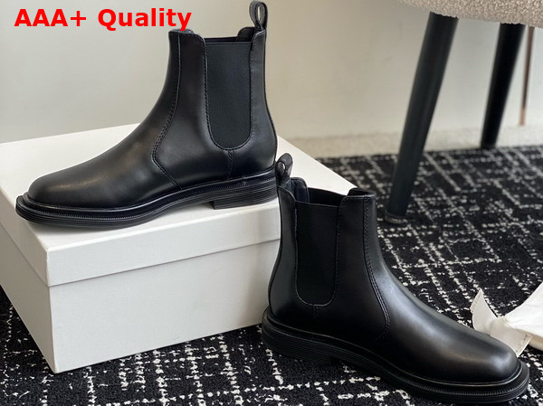 The Row Novus Chelsea Boot in Black Polished Calfskin Leather Replica