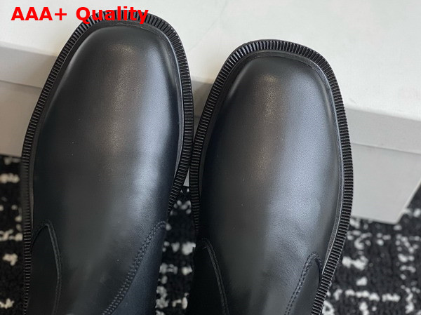 The Row Novus Chelsea Boot in Black Polished Calfskin Leather Replica