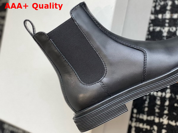 The Row Novus Chelsea Boot in Black Polished Calfskin Leather Replica