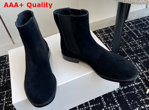 The Row Novus Chelsea Boot in Black Suede Leather Replica