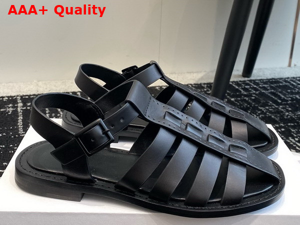 The Row Pablo Sandal in Black Leather Replica