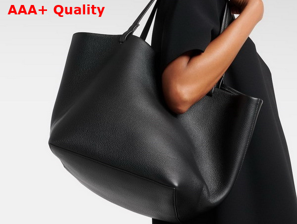 The Row Park Tote Three Bag in Black Grained Calfskin Leather Replica