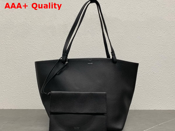 The Row Park Tote Three Bag in Black Grained Calfskin Leather Replica