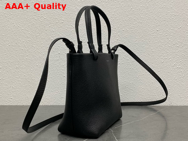 The Row Small Park Tote Bag in Black Grained Calfskin Leather Replica