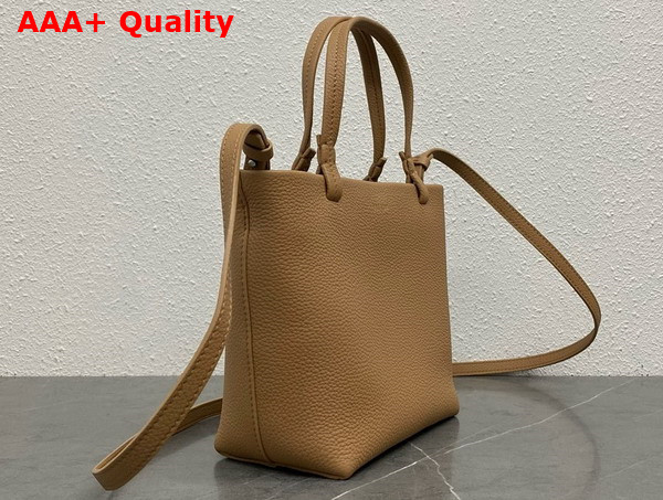 The Row Small Park Tote Bag in Dark Taupe Grained Calfskin Leather Replica