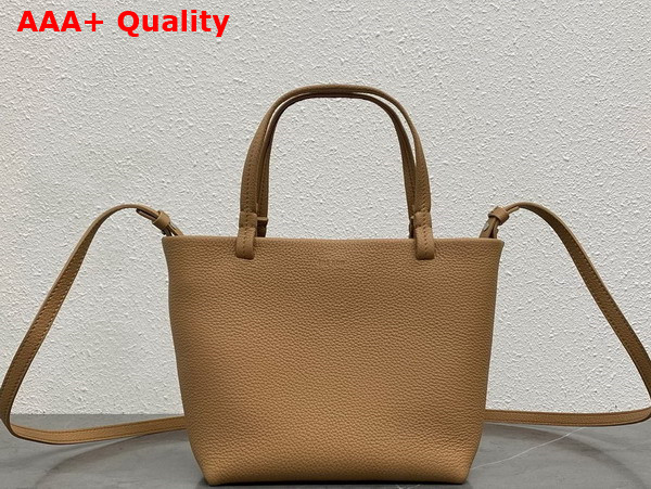 The Row Small Park Tote Bag in Dark Taupe Grained Calfskin Leather Replica