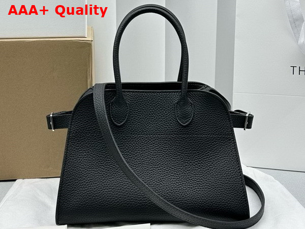 The Row Soft Margaux 10 Bag in Black Matte Grained Calfskin Leather Replica