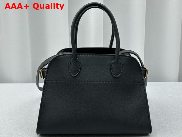 The Row Soft Margaux 10 Bag in Black Smooth Saddle Leather Replica