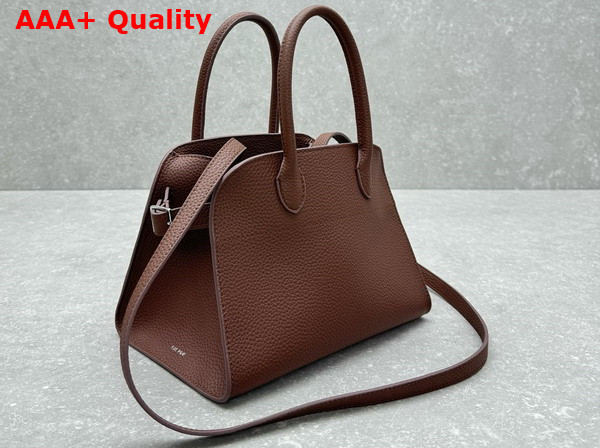 The Row Soft Margaux 10 Bag in Mocha Brown Grained Calfskin Leather Replica