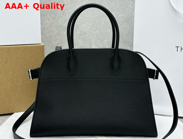 The Row Soft Margaux 12 Bag in Black Grained Calfskin Leather Replica