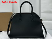 The Row Soft Margaux 12 Bag in Black Smooth Saddle Leather Replica