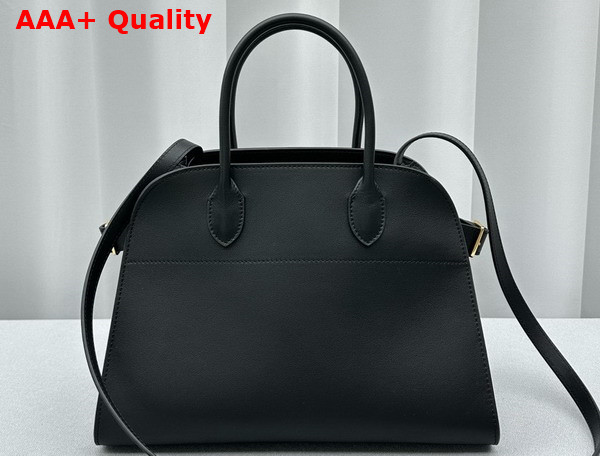 The Row Soft Margaux 12 Bag in Black Smooth Saddle Leather Replica