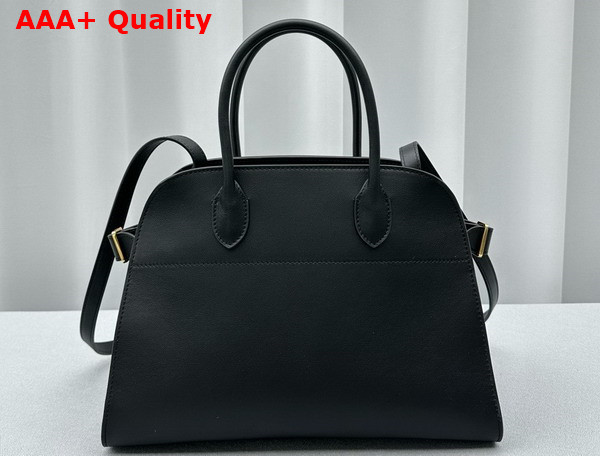 The Row Soft Margaux 12 Bag in Black Smooth Saddle Leather Replica